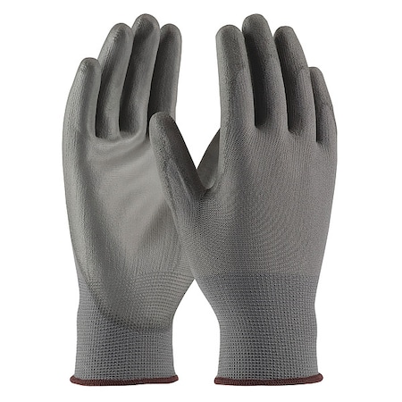 Pip Coated Gloves, Polyester, Smooth, Palm, Knit, Gray 33