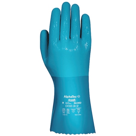 Ansell AlphaTec Chemical Resistant Gloves, PVC, 12 in L, Not Applicable, Blue, 10, 1 PR 04-002