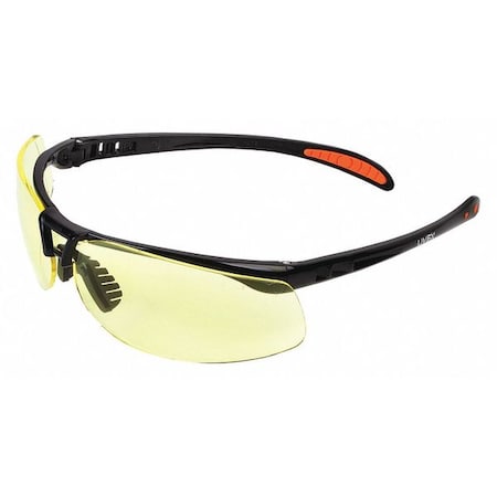 Uvex Protege, Safety Glasses, HydroShield Anti-Fog, Amber Lens, Black Frame, Half-Frame S4222HS