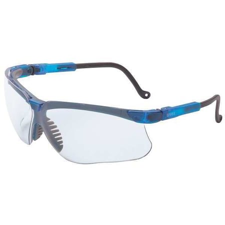 Uvex Genesis Safety Glasses, Anti-Fog, Anti-Scratch, Half-Frame, Vapor Blue Frame, Clear Lens S3240HS