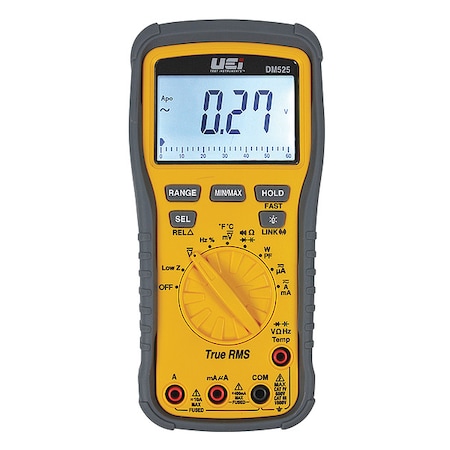 Uei Test Instruments Wireless Digital Multimeter, 1,000 V Max DC, 0 V Max AC, TRMS, 6,000 Instrument Counts, Backlit LCD DM525-N