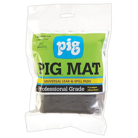 Pig Sorbent Pad, 0 gal, 15 in x 20 in, Universal, Gray, Polypropylene ...