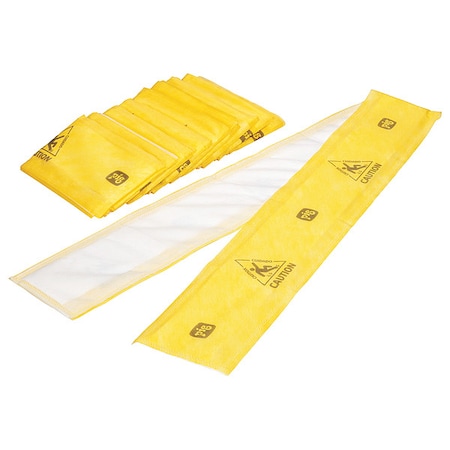 Pig Sorbent Strip, 13 gal, 5 in x 60 in, Universal, Yellow, 10 PK WTR001