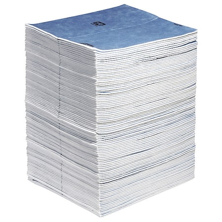 Pig Sorbent Pad, 22 gal, 15 in x 19 in, Universal, Blue, White, 100 PK WTR007