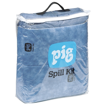 Pig Spill Kit, 5 gal Volume Absorbed per Kit, 0.05 cu ft Capacity, Bag, Blue, 1 KIT914