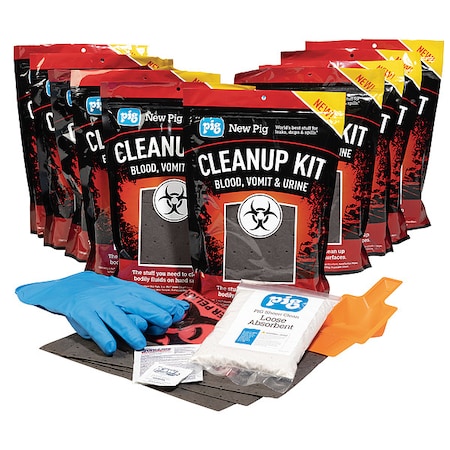 Pig Bodily Fluids Absorbent Kit, 374 oz Volume Absorbed per Kit, Bag, Red KIT5006