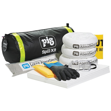 Pig Spill Kit, 5 gal Volume Absorbed per Kit, Not Applicable Capacity, Bag, Black, 1 KIT802