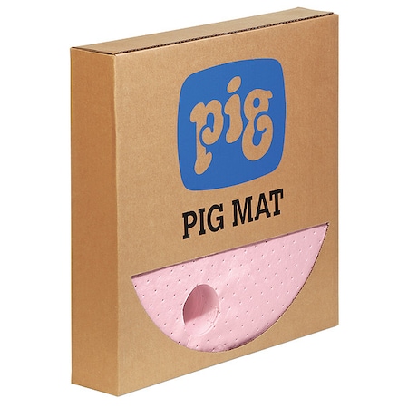 Pig Sorbent Pad, 5 gal, 22 in Dia., Universal, Pink, 25 PK MAT355