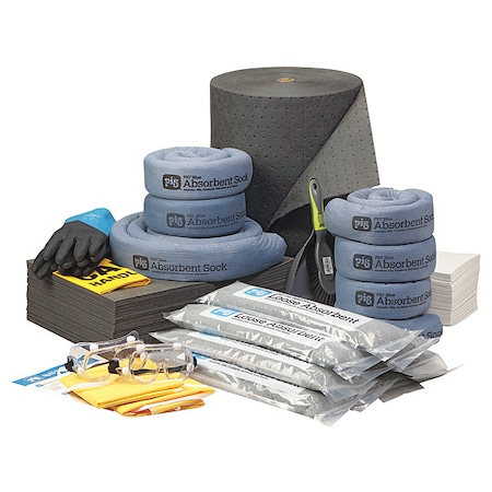 Pig Spill Kit Refill, 45 gal Volume Absorbed per Kit, Not Applicable Capacity, Box, Gray/Blue, 1 RFL820