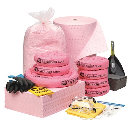 Pig Spill Kit Refill, 48 gal Volume Absorbed per Kit, Not Applicable Capacity, Box, Pink/Gray, 1 RFL822