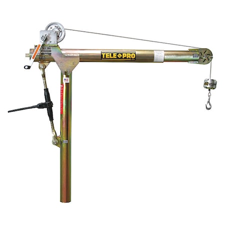 Tele-Pro Davit Crane, 500 lb Capacity, 23 in to 66 in Reach, 0 in to 960 in Lift Range, Yellow OZTP500DAV