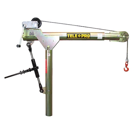 Tele-Pro Davit Crane, 2,500 lb Capacity, 28 in to 82 in Reach, 0 in to 540 in Lift Range, Yellow OZTP2500DAV