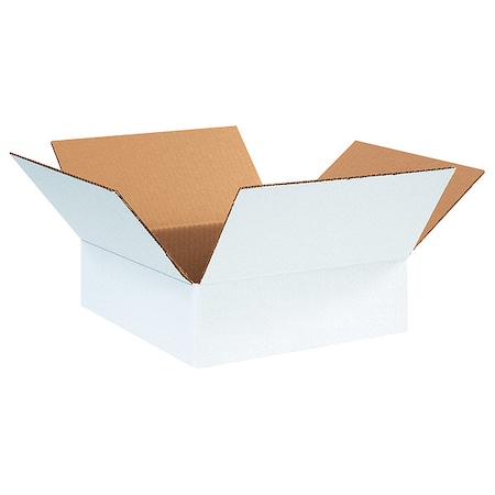 Zoro Select 12 in x 12 in x 4 in Shipping Box, White, Corrugate, Single Wall, 32 ECT 55VG82
