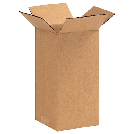 Zoro Select 4 in x 4 in x 9 in Shipping Box, Kraft, Corrugate, Single Wall, 32 ECT 55VG05