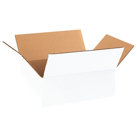 Zoro Select 11 1/4 in x 8 3/4 in x 4 in Shipping Box, White, Corrugate, Single Wall, 32 ECT 55VG60
