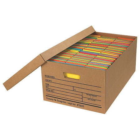 Zoro Select File Box, Corrugated Paper, 15" W, 10" D, Brown 55VJ88