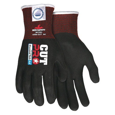 Mcr Safety Cut-Resistant Gloves, Cut Level A4 , Dipped , Foam Nitrile , Sandy , S 12 PK 90730S