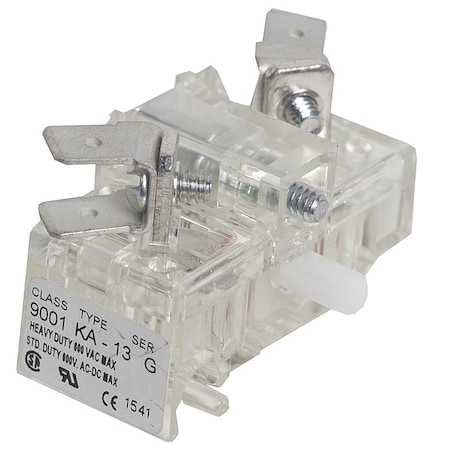 Schneider Electric Contact Block, Clear, 1NC, 30 mm 9001KA13