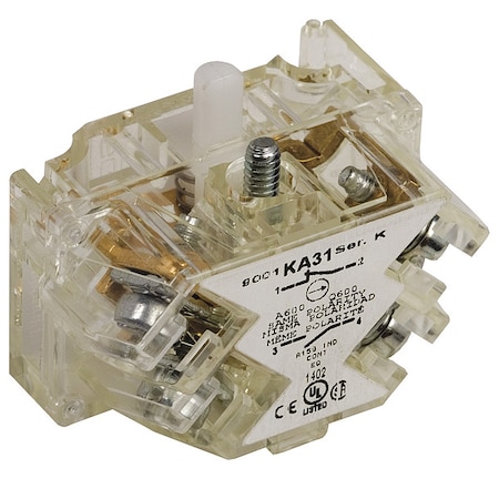 Schneider Electric Contact Block, Clear, SPDT, 30 mm 9001KA31