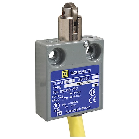 Telemecanique Sensors Limit Switch, Cross Roller, Plunger, 1NC/1NO, Actuator Location: Top 9007ML03S0100
