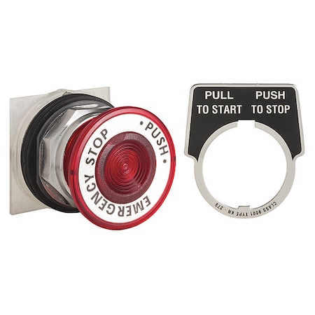 SCHNEIDER ELECTRIC Head for Spring Return Push Button, 30 mm, Red, White 9001KR9R05