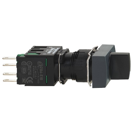 Schneider Electric Selector Switch, 2 Pos, 16 mm, Black XB6DD221B