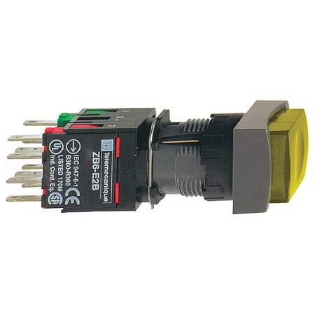 Schneider Electric Illuminated Push Button, 16 mm, 1 NO/1 NC, Yellow XB6DE5B5B