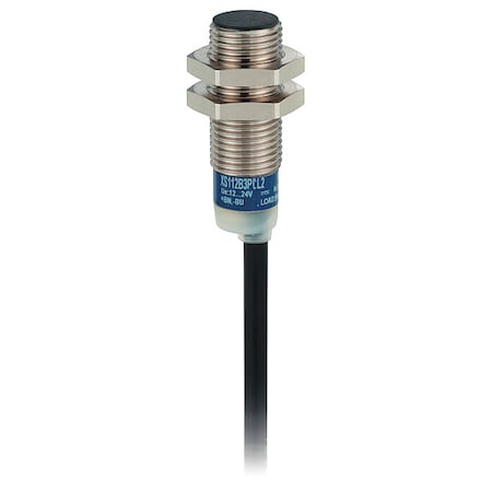 Telemecanique Sensors Cylindrical, Inductive Proximity Sensor, 12 mm Dia., Brass, 2 m, Bare Wire, 4 Wires, Shielded XS112B3PCL2