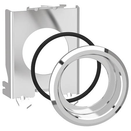 Schneider Electric Flush Mounting Kit, 30 mm, Chrome, Metal ZB4BZ021