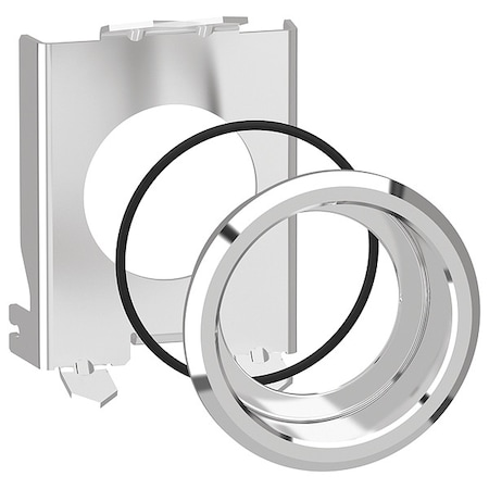 Schneider Electric Flush Mounting Kit, 30 mm, Chrome, Metal ZB4BZ022