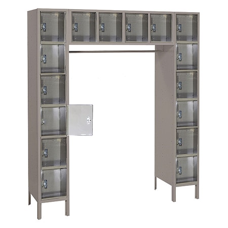 Lyon Box Locker, (4) Wide, (6) Tier, Steel, Gray, Powder Coated Finish, 69 in W, 18 in D, 78 in H DD5990PC