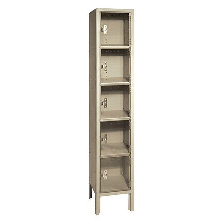 Lyon Box Locker, (1) Wide, (5) Tier, Steel, Beige, Powder Coated Finish, 12 in W, 21 in D, 78 in H PP5316PCSU