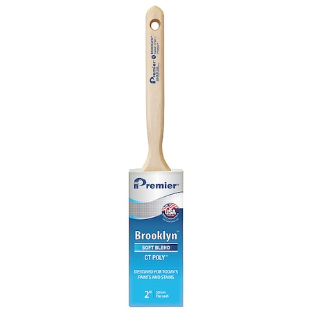Premier 2" Flat Sash Soft, Polyester Bristle, Paint Brush, Hardwood Handle 17301