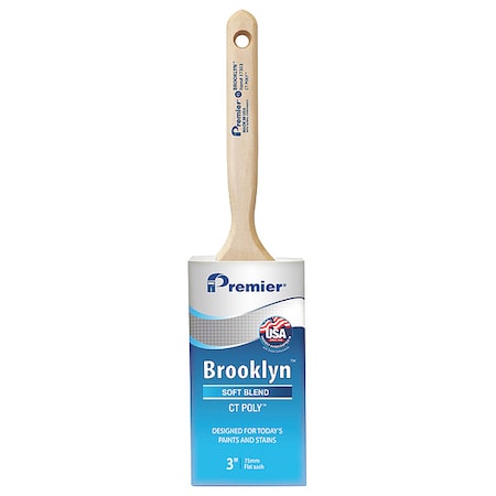 Premier 3" Flat Sash Soft, Polyester Bristle, Paint Brush, Hardwood Handle 17303