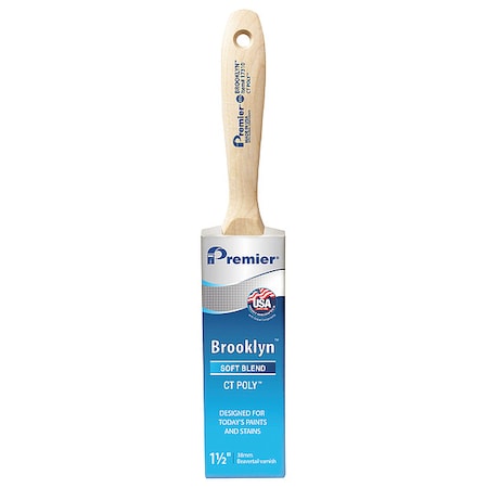 Premier 1-1/2" Flat Sash Soft, Polyester Bristle, Paint Brush, Hardwood Handle 17310