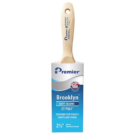 Premier 2-1/2" Flat Sash Soft, Polyester Bristle, Paint Brush, Hardwood Handle 17312