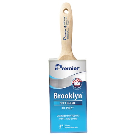 Premier 3" Flat Sash Soft, Polyester Bristle, Paint Brush, Hardwood Handle 17313