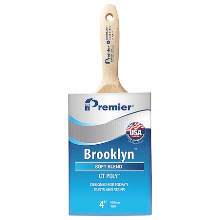 Premier 4" Wall Soft, Polyester Bristle, Paint Brush, Hardwood Handle 17315