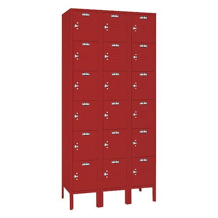 Lyon Wardrobe Locker, 36 in W, 12 in D, 78 in H, (3) Wide, (6) Tier YFC53323