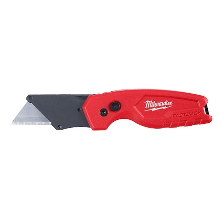 MILWAUKEE TOOL 6-5/32 in. General Purpose FASTBACK Compact Folding Utility Knife in Red 48-22-1500