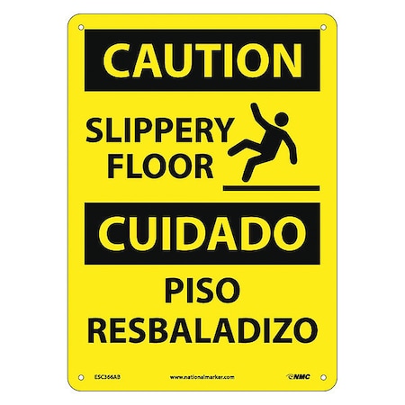 Nmc Caution Slippery Floor Sign - Bilingual, ESC366AB ESC366AB
