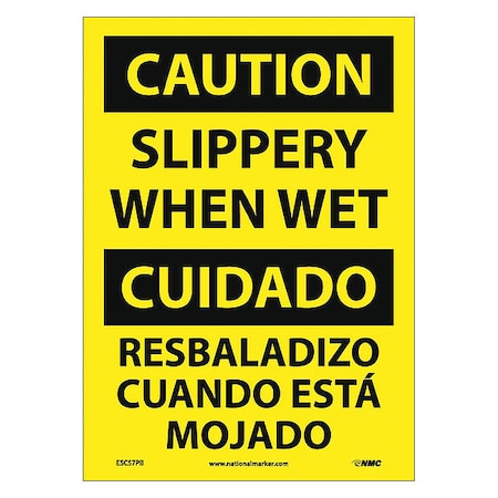 Nmc Caution Slippery When Wet Sign - Bilingual, ESC57PB ESC57PB