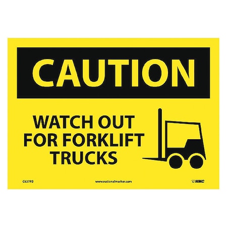 Nmc Caution Watch Out For Forklift Trucks Sign, C637PB C637PB
