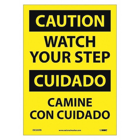 Nmc Caution Watch Your Step Sign - Bilingual, ESC203PB ESC203PB