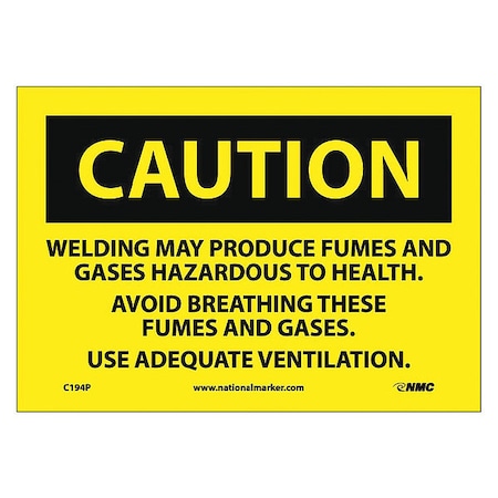 Nmc Caution Welding Fumes Hazardous Sign C194P