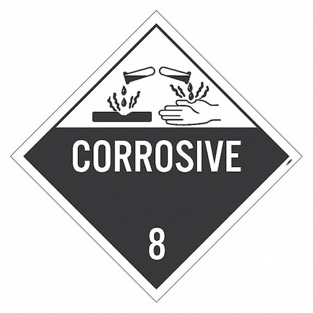 NMC Corrosive 8 Dot Placard Sign, Material: Pressure Sensitive Removable Vinyl .0045 DL12PR