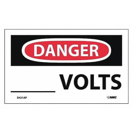 Nmc Danger _ Volts Label, Pk5, D421AP D421AP