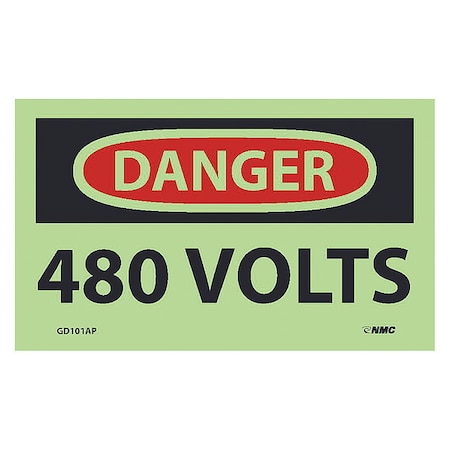 Nmc Danger 480 Volts Label, Pk5, GD101AP GD101AP
