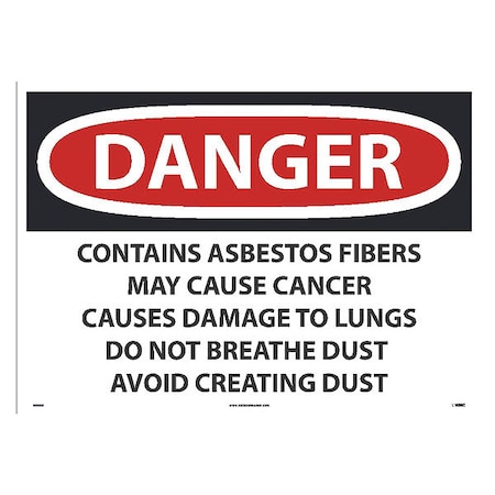Nmc Danger Asbestos May Cause Cancer Sign, Width: 28" D24PD
