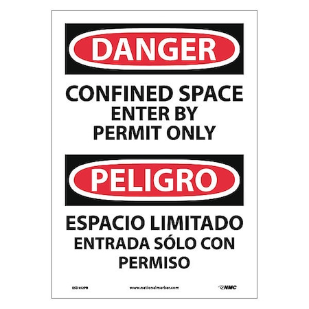 Nmc Danger Confined Space Permit Only Sign - Bilingual, ESD162PB ESD162PB
